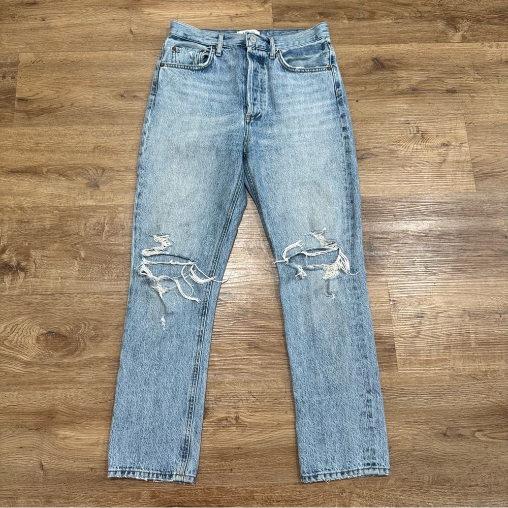 Agolde Riley High‎ Rise Straight Crop Distressed Vintage Wash Escalate Size 26